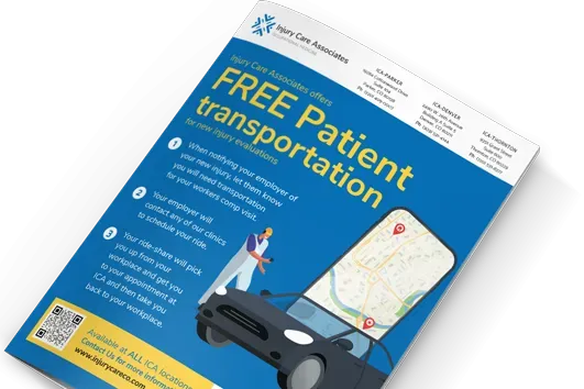Cover of the ICA free patient transportation workplace flyer