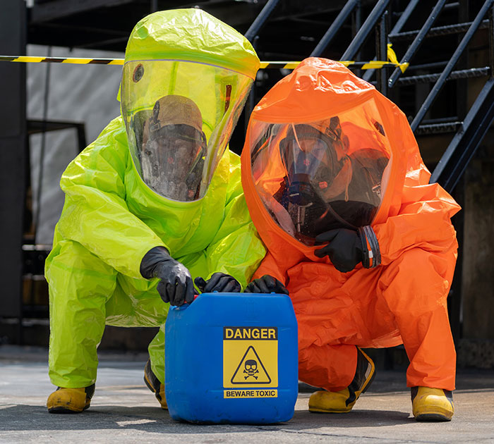 Hazardous-materials worker completing a surveillance exam at an ICA clinic