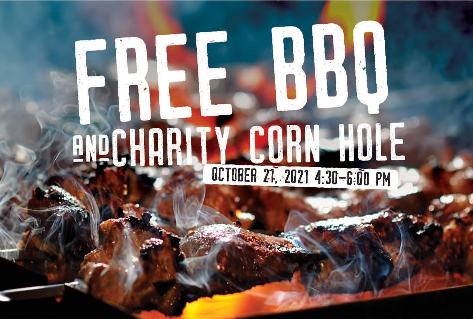 Free BBQ and Charity Corn Hole, October 21, 2021 4:30-6:00pm